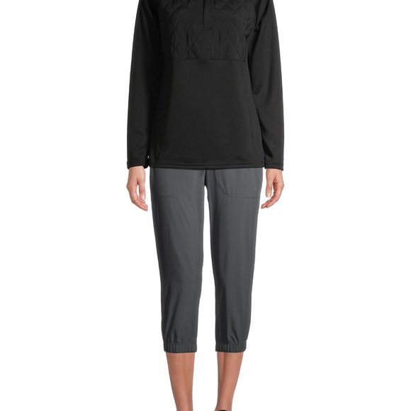 AVIA Quilted 1/4 Zip Pullover in Black - Picture 6 of 7
